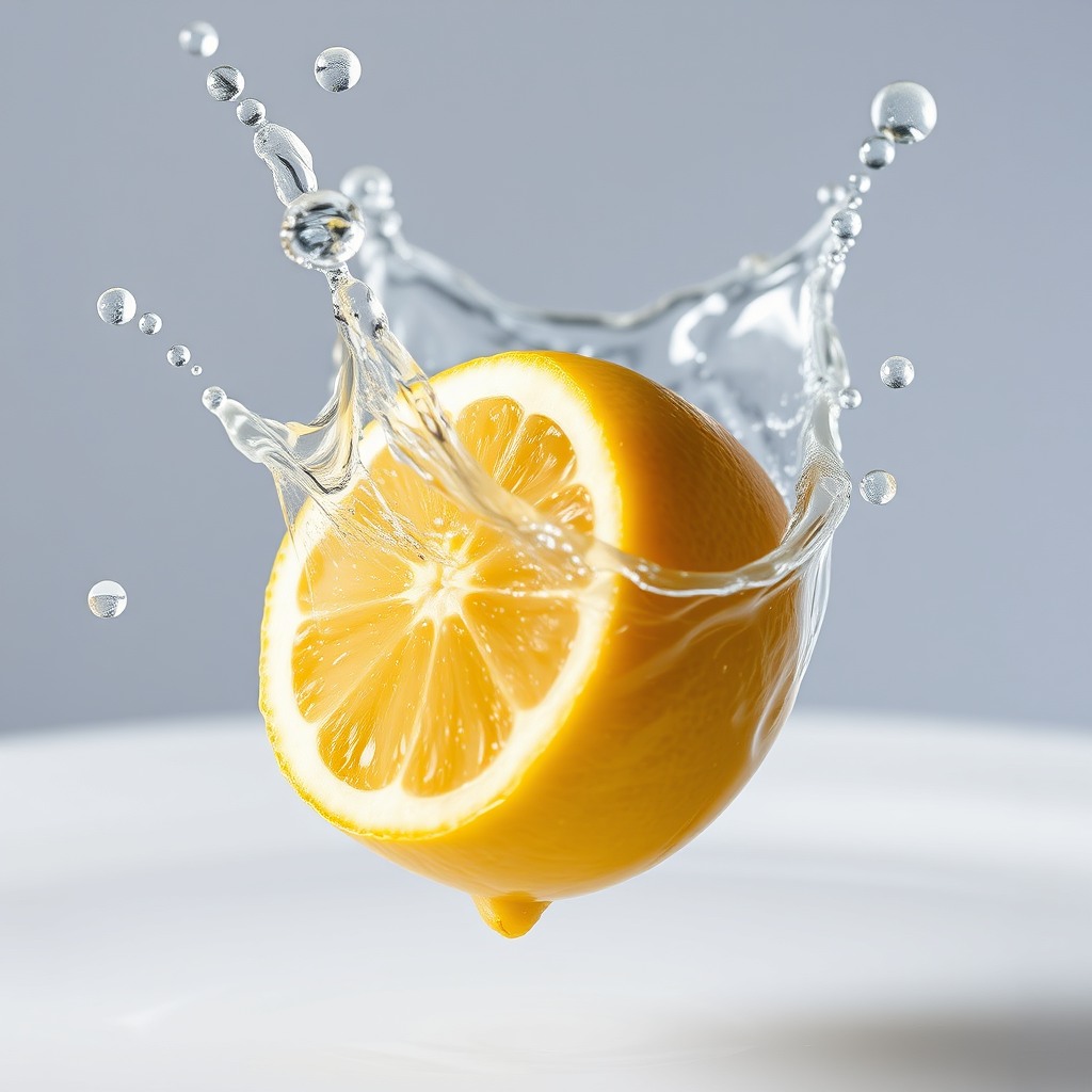 lemon splash in water, frozen motion, high speed photography