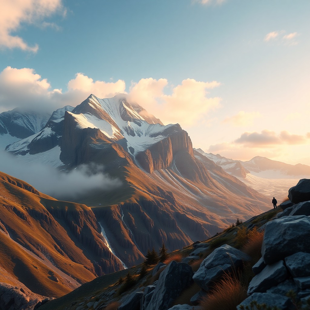 Photo-realistic editorial photography, realistic scene representing high mountain pass
