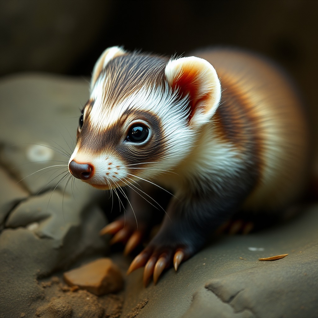 tiny ferret, storybook style, high detail