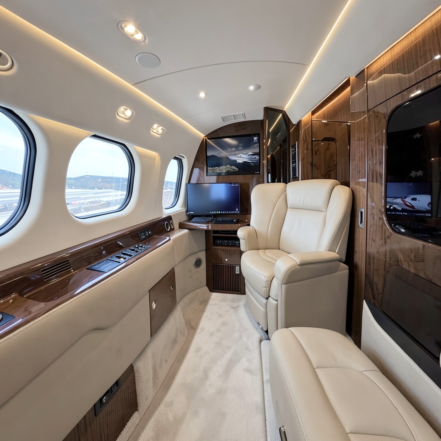 luxury private jet interior ultra modern