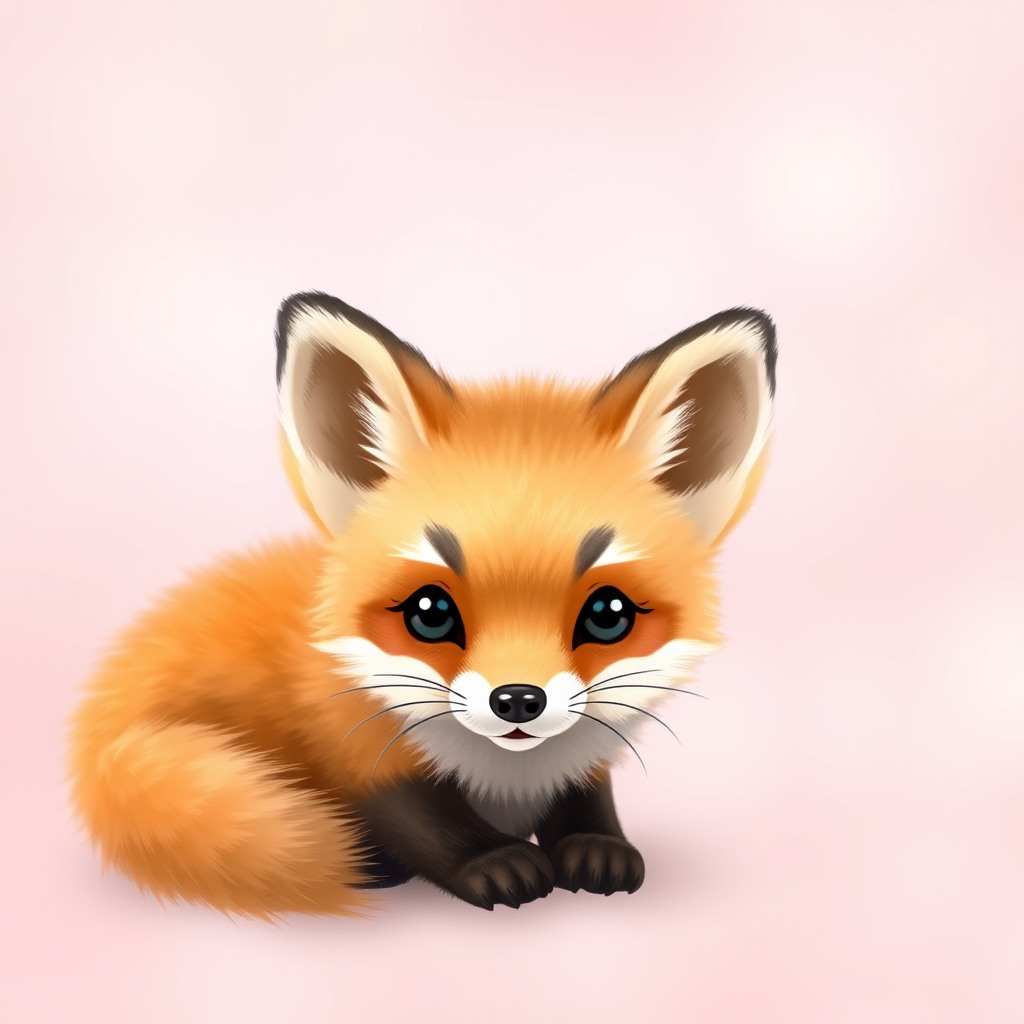 baby fox, soft pastel background, kawaii aesthetic
