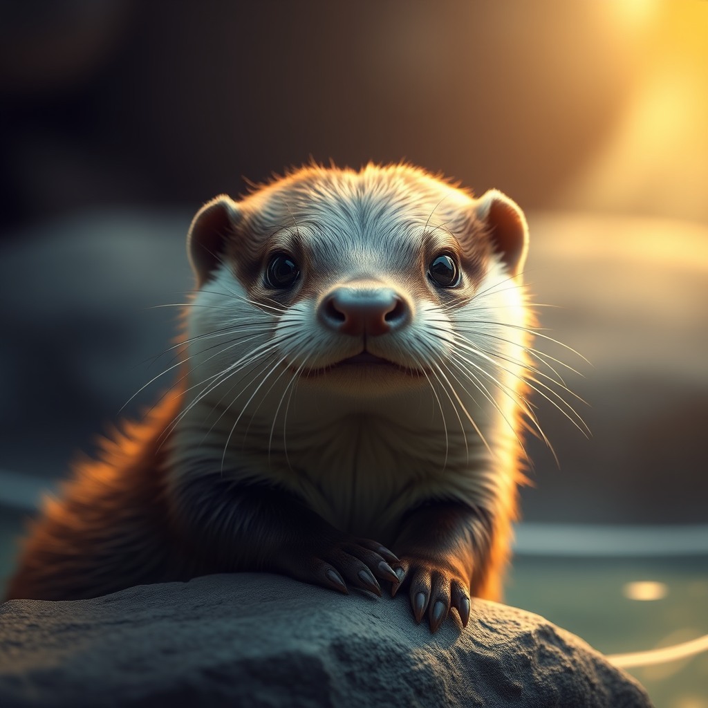 adorable otter, warm cinematic lighting, high detail