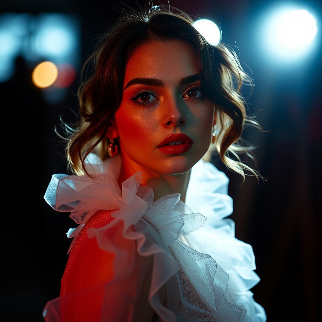 woman, high fashion editorial, cinematic lighting