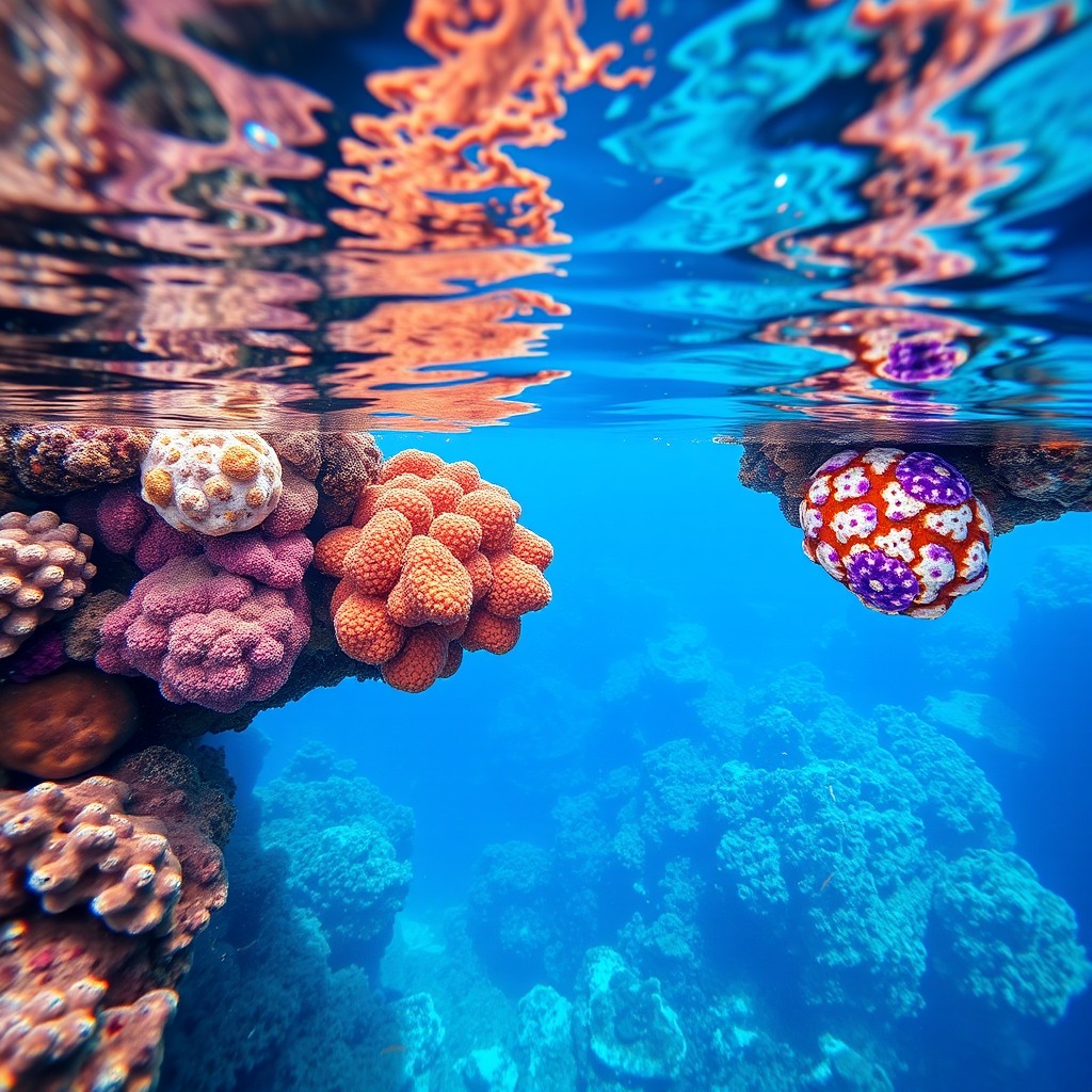 underwater photography of coral reef, vibrant colors, ultra clear water
