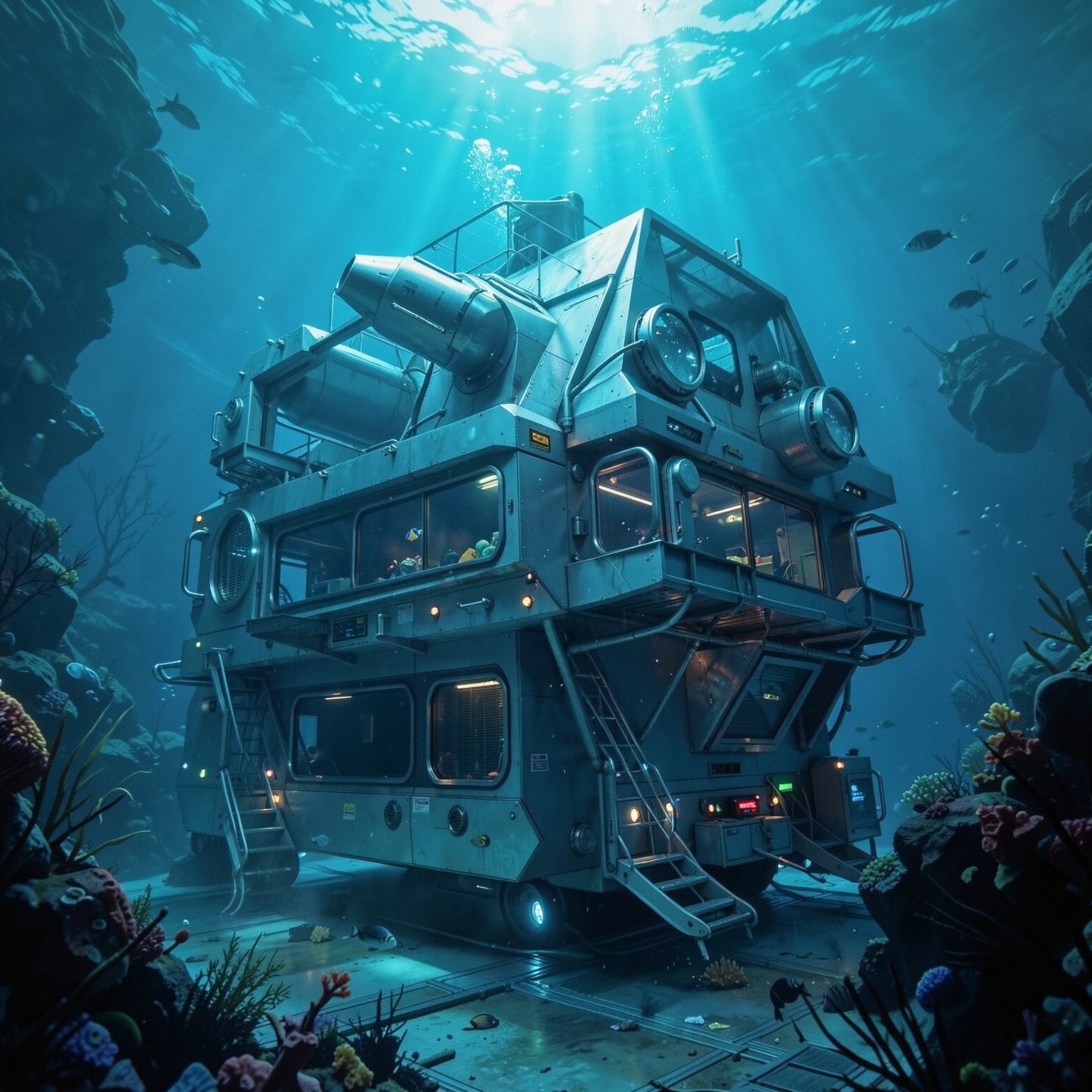 futuristic underwater research laboratory