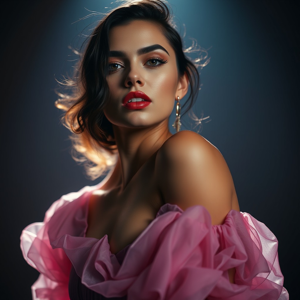 woman, high fashion editorial, cinematic lighting