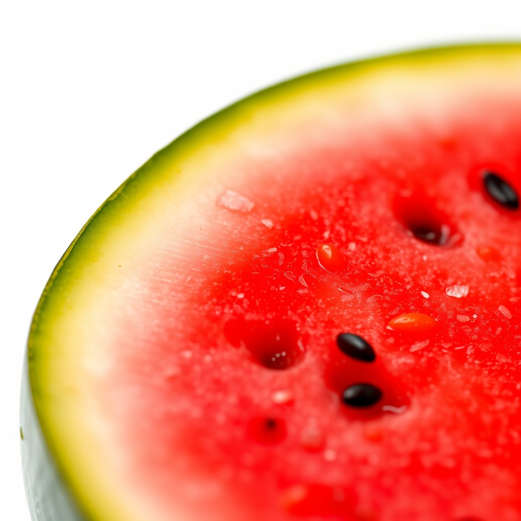 watermelon slice with seeds, juicy realism, high saturation