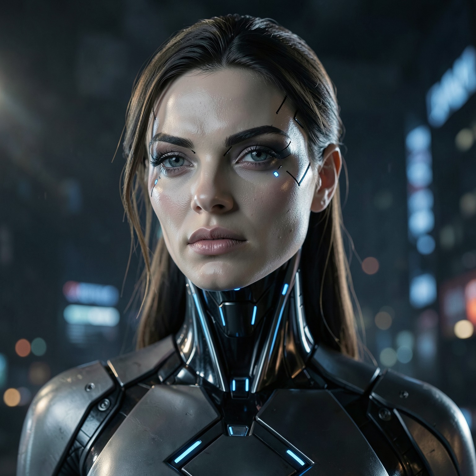 Ultra realistic portrait of futuristic female android, cinematic lighting