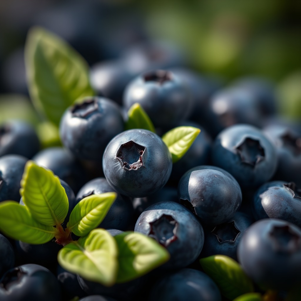 blueberries macro shot, shallow depth of field, ultra sharp