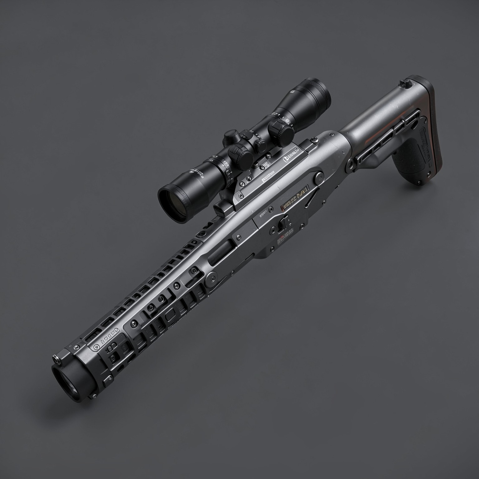 Futuristic sniper rifle product render, ultra realistic
