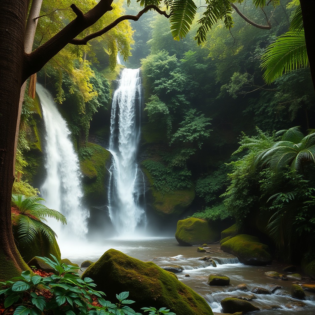 rain forest fantasi waterfall fragon anf fire