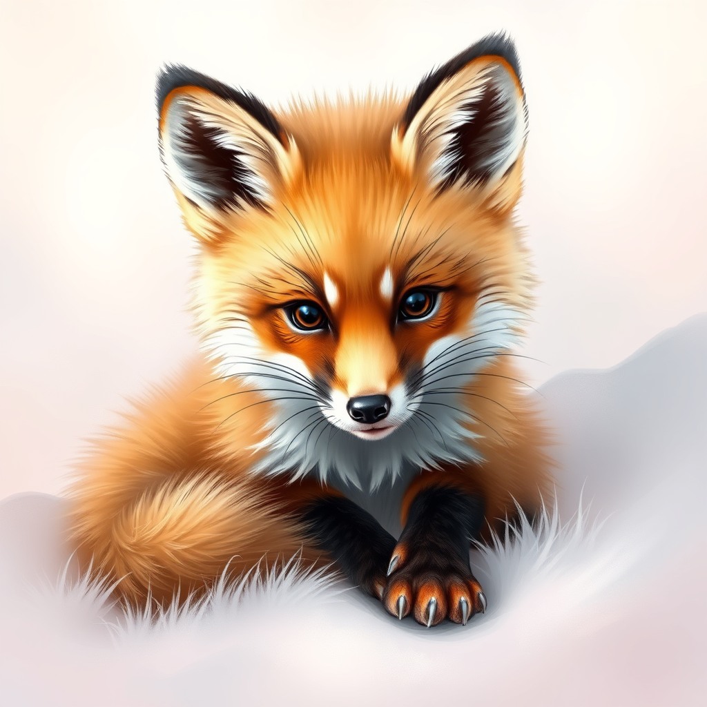 baby fox, soft pastel background, ultra detailed fur