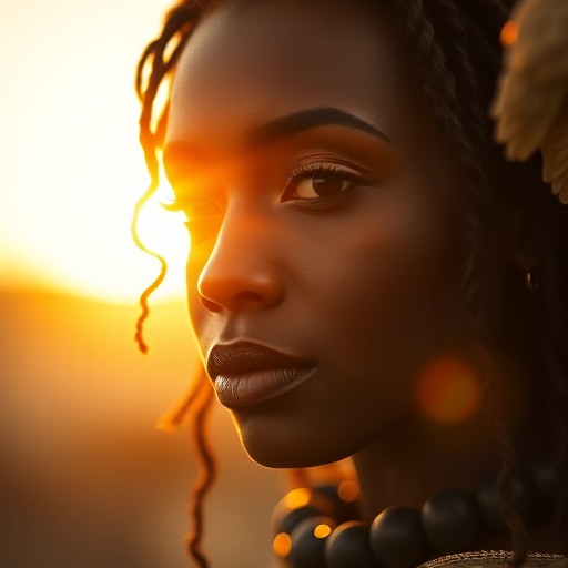 black woman angel", photorealistic cinematic, golden hour, elegant, cinematic, balanced lighting, neutral mood, portrait photography, face in focus, high quality, ultra detailed, professional cinematic, sharp focus
