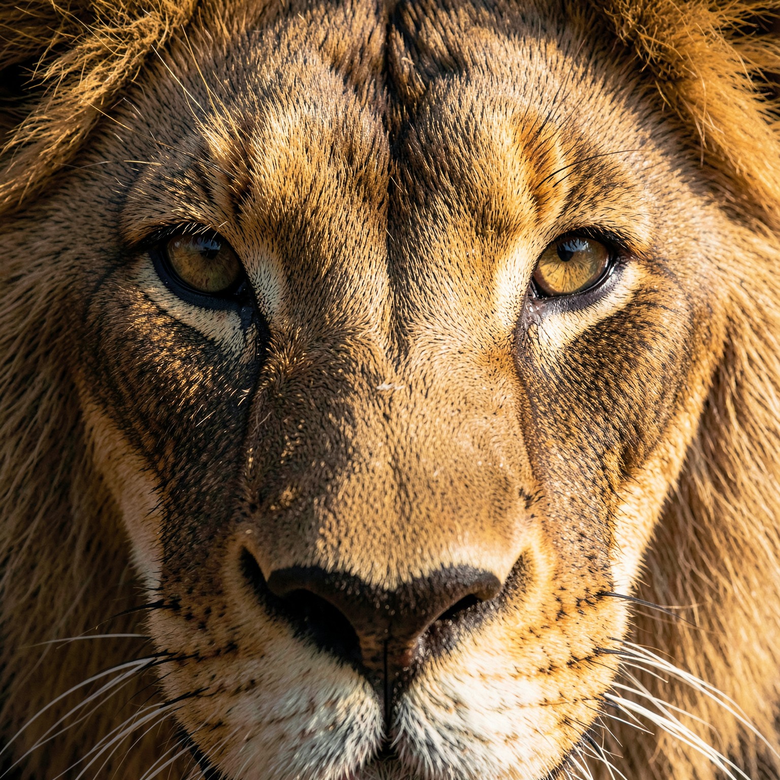 realistic close-up lion eyes cinematic lighting