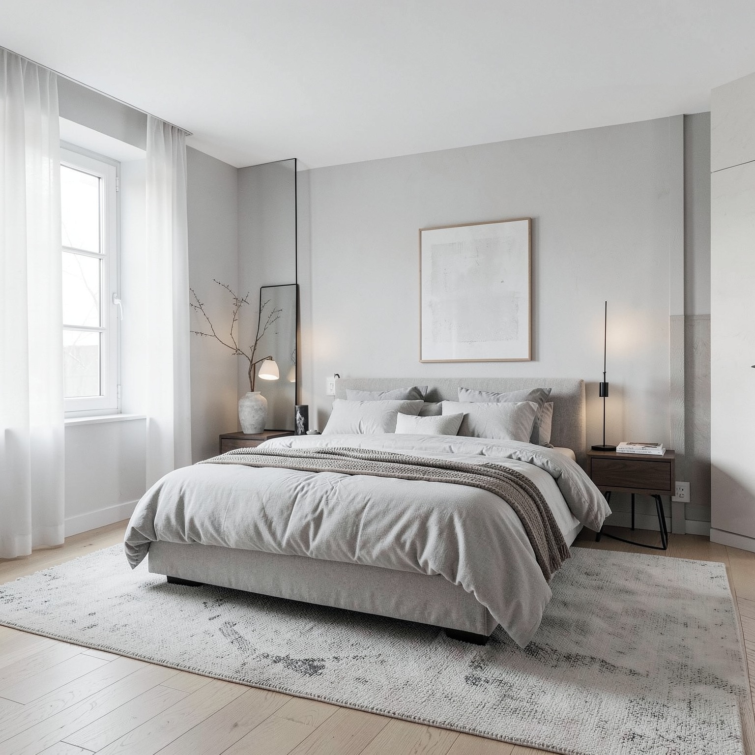 Scandinavian luxury bedroom interior minimal style