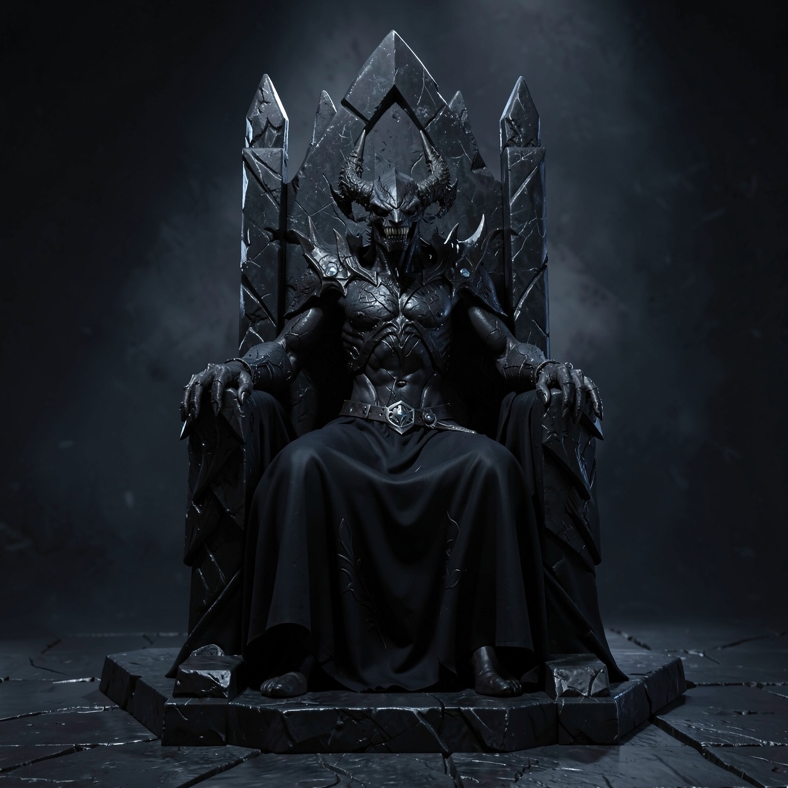 dark demon king on obsidian throne
