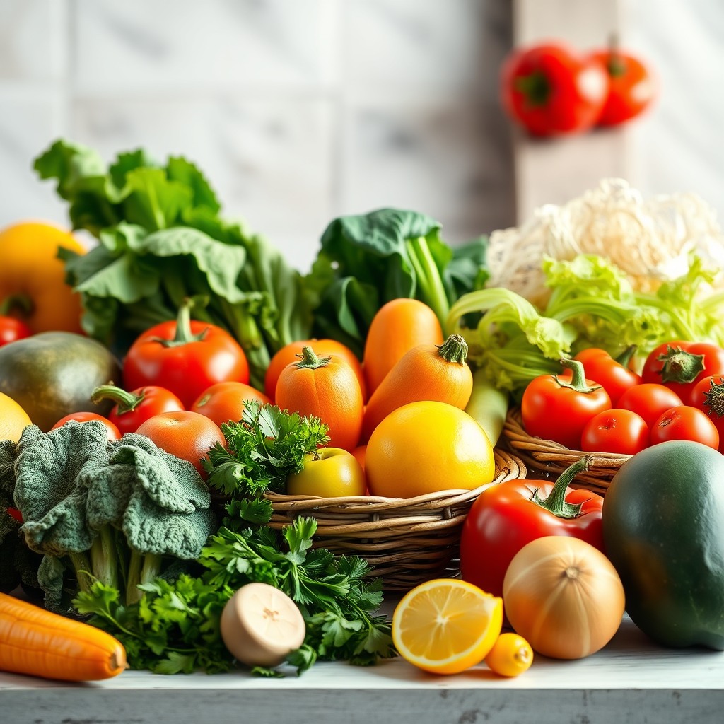high end food advertising shot, fruits and vegetables, premium look