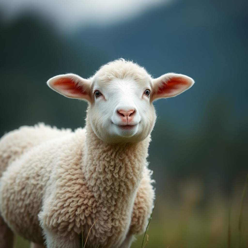 happy lamb, dreamy atmosphere, shallow depth of field
