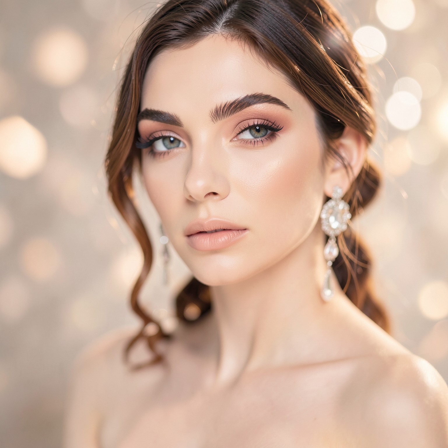 Ultra detailed beauty campaign portrait with dreamy soft-focus cinematic look