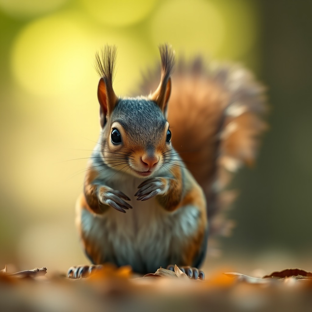 cute squirrel, cinematic depth of field, shallow depth of field