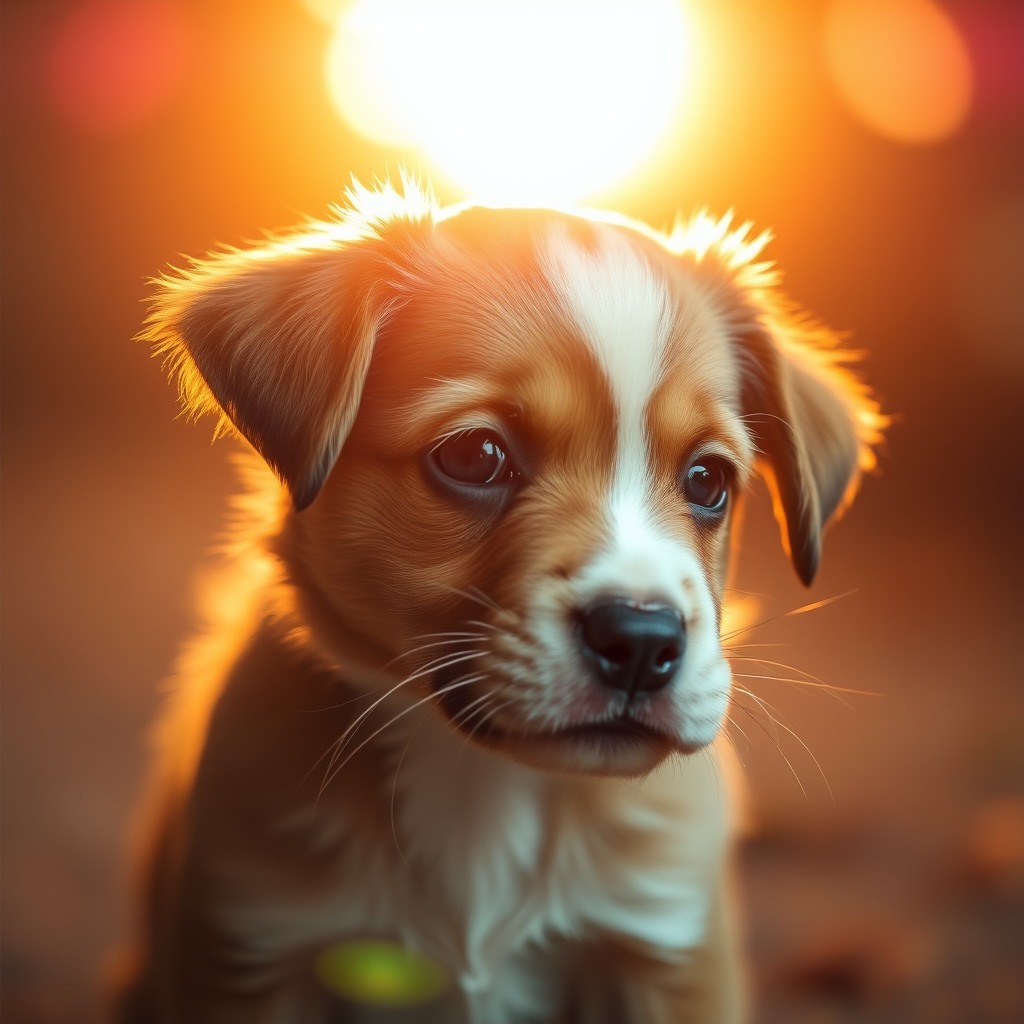adorable puppy, warm cinematic lighting, shallow depth of field
