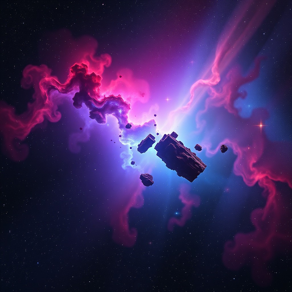 space nebula with vibrant colors, deep contrast, cosmic dust, high resolution
