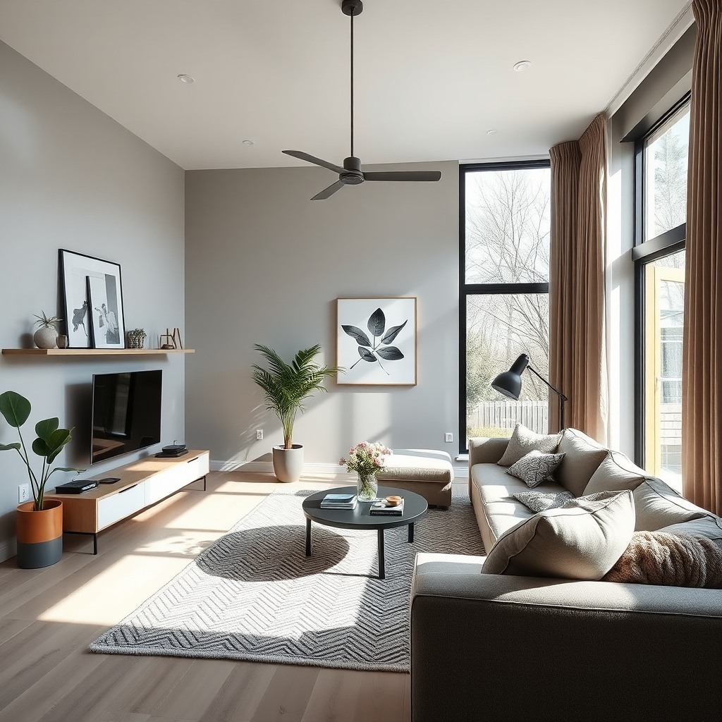 modern interior design, scandinavian living room, natural light, wide angle