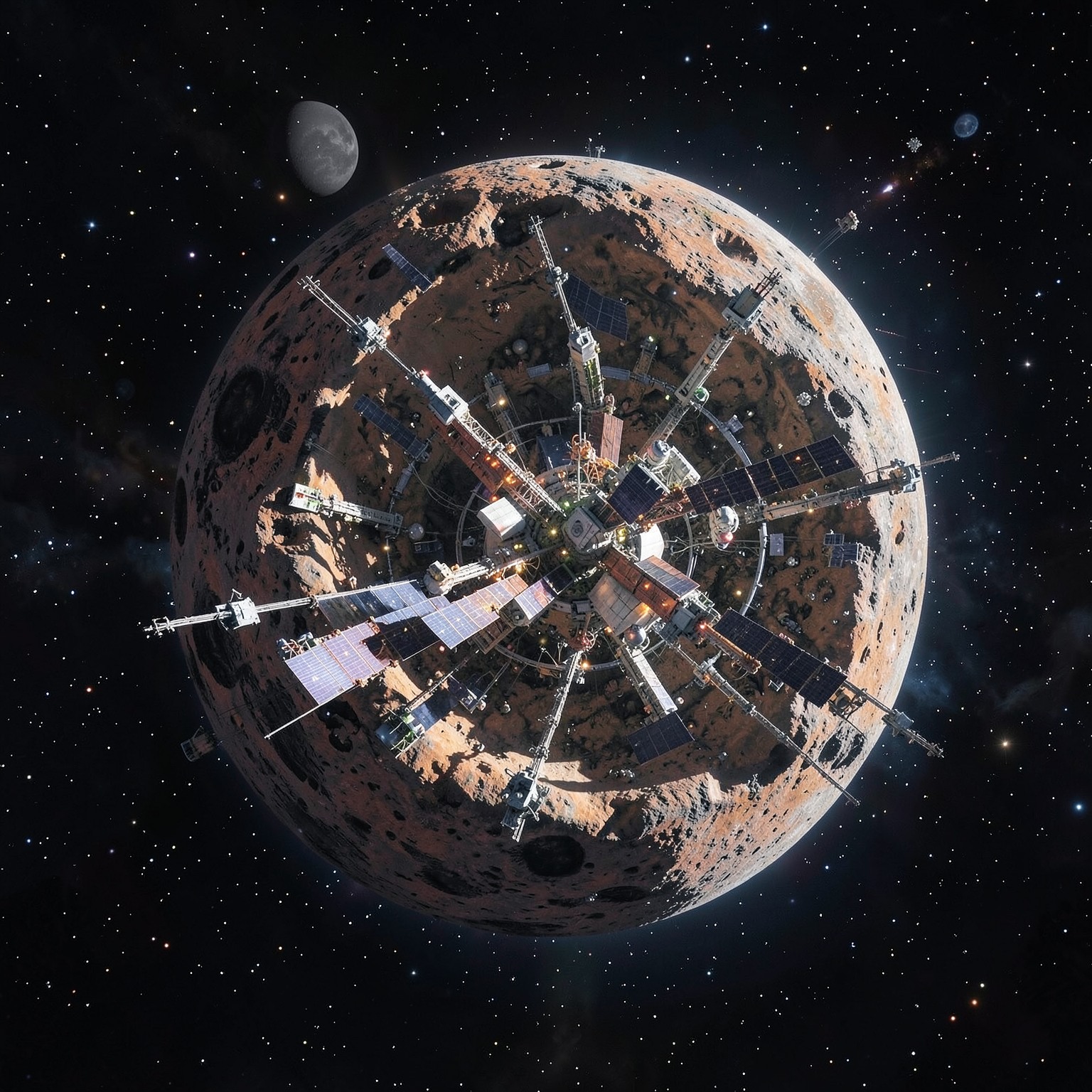 Space colony inside giant asteroid