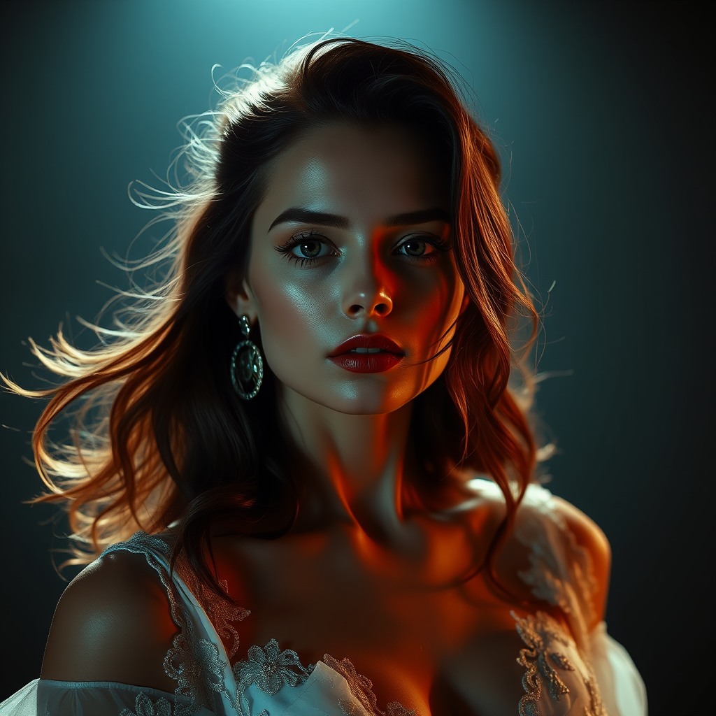 woman, high fashion editorial, cinematic lighting