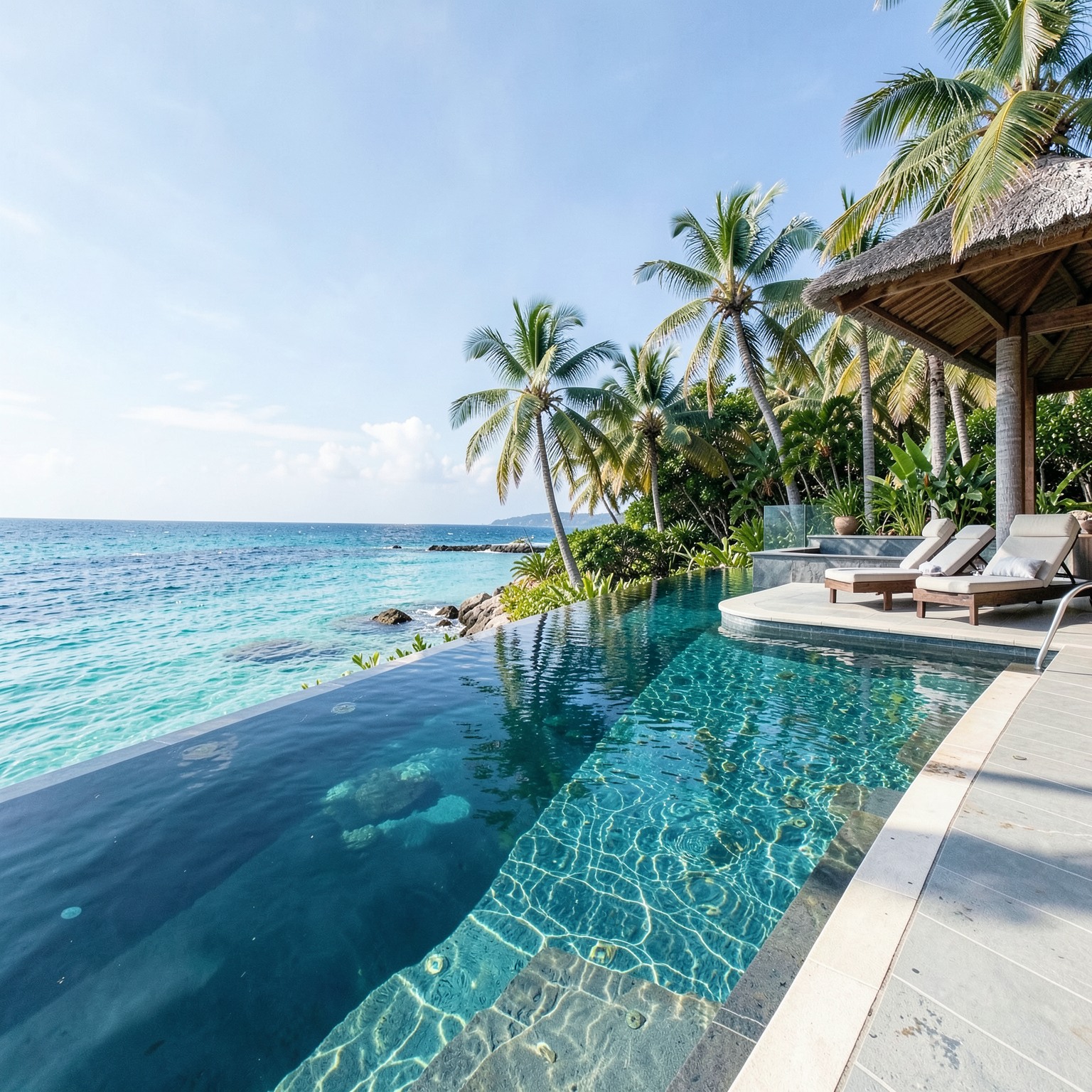 luxury infinity pool overlooking tropical paradise
