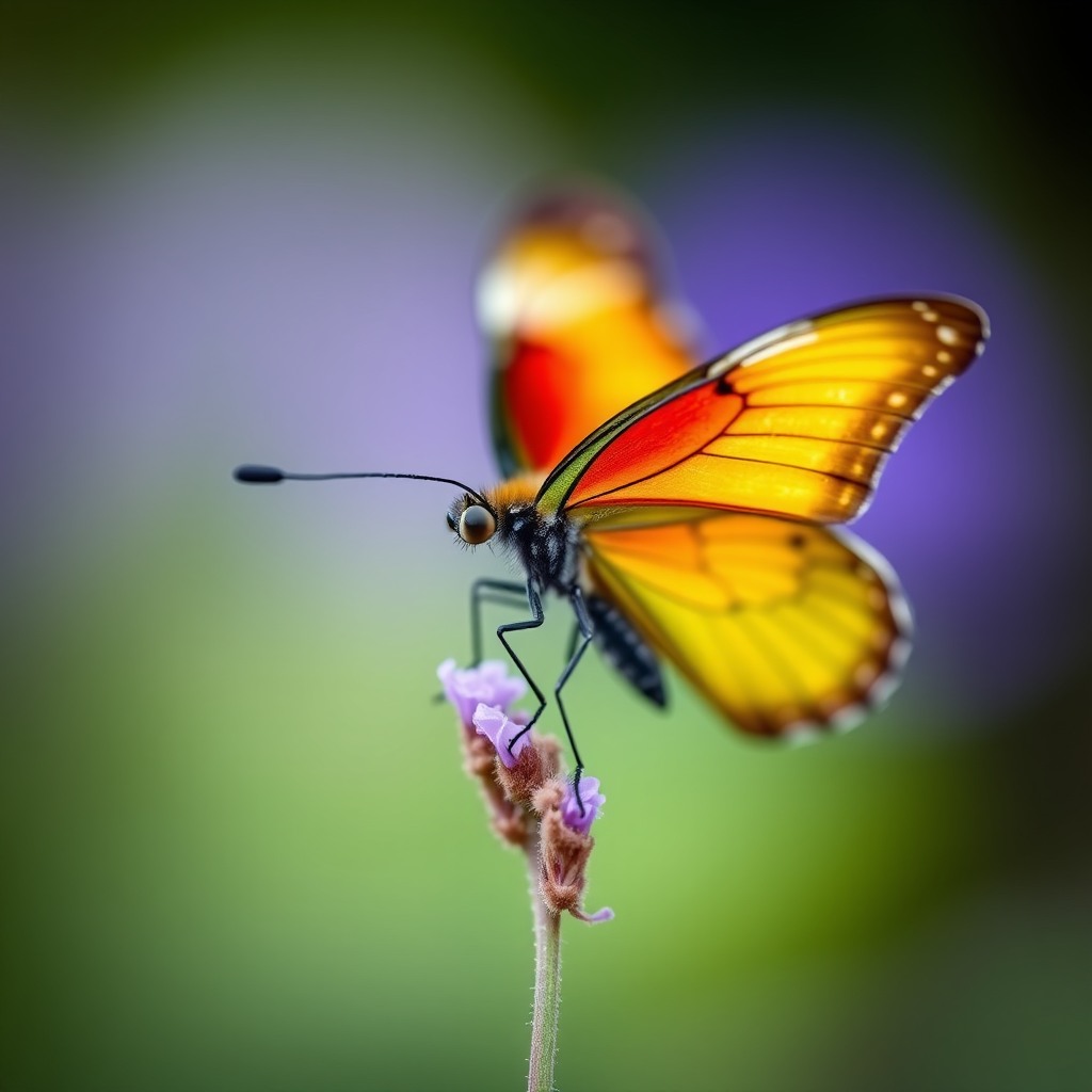 macro photography of colorful butterfly, ultra sharp, soft background blur