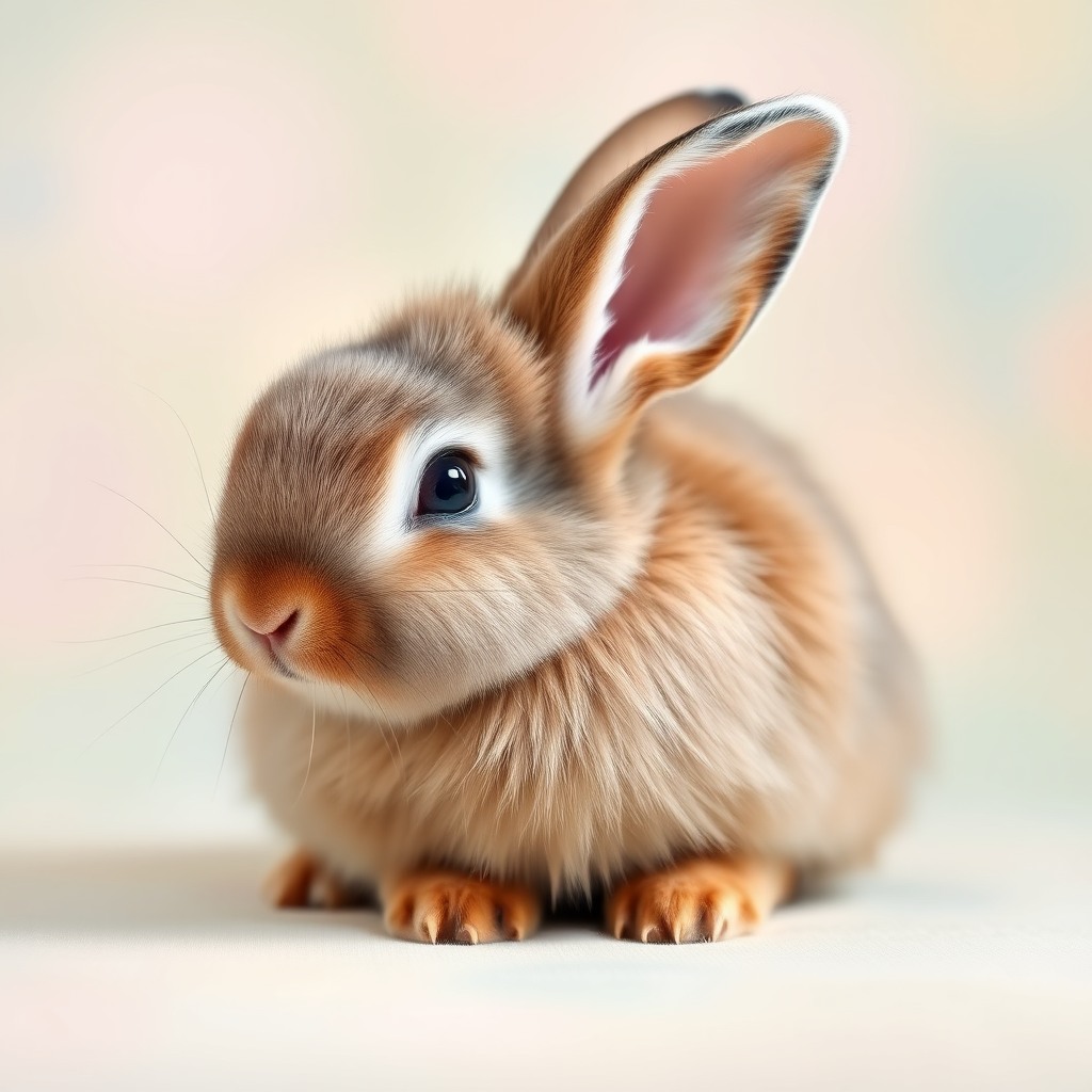 cute bunny, soft pastel background, ultra detailed fur