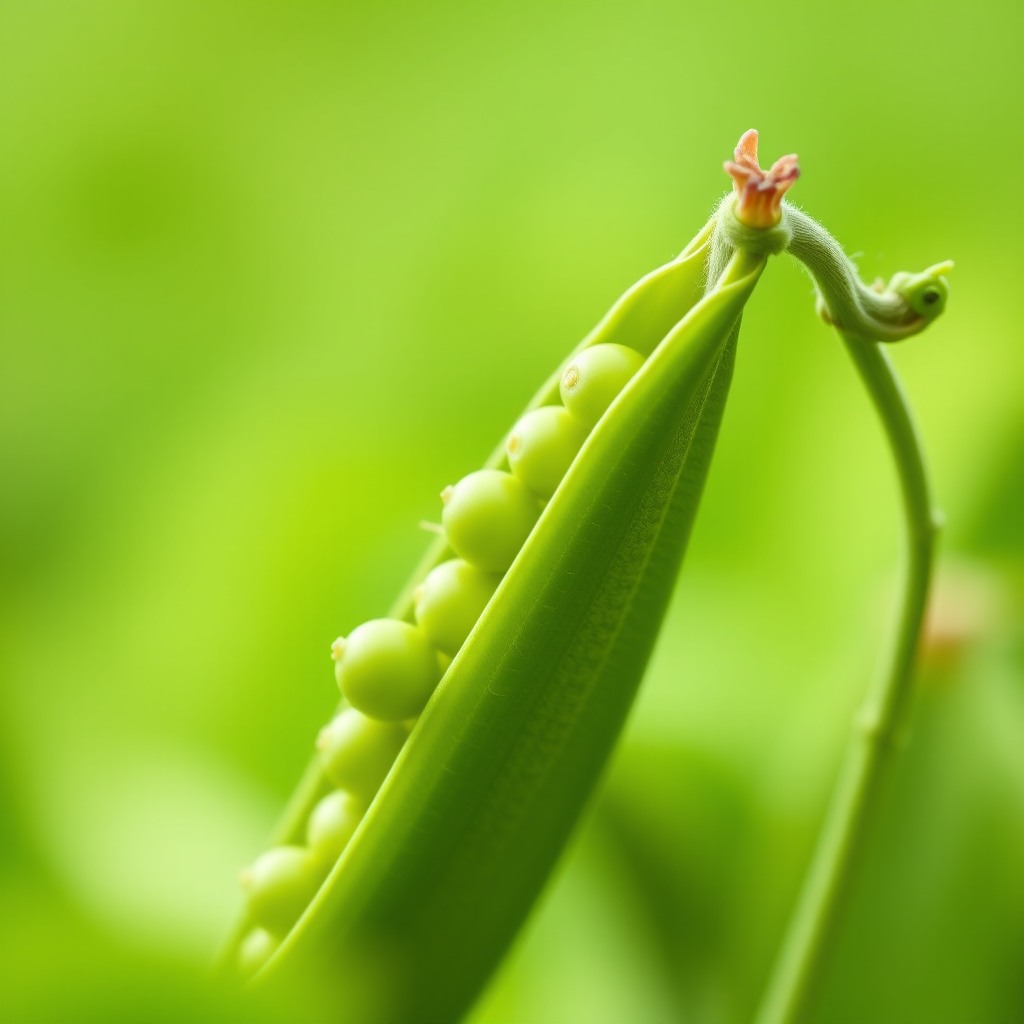 peas in pod macro, vibrant green, shallow depth of field