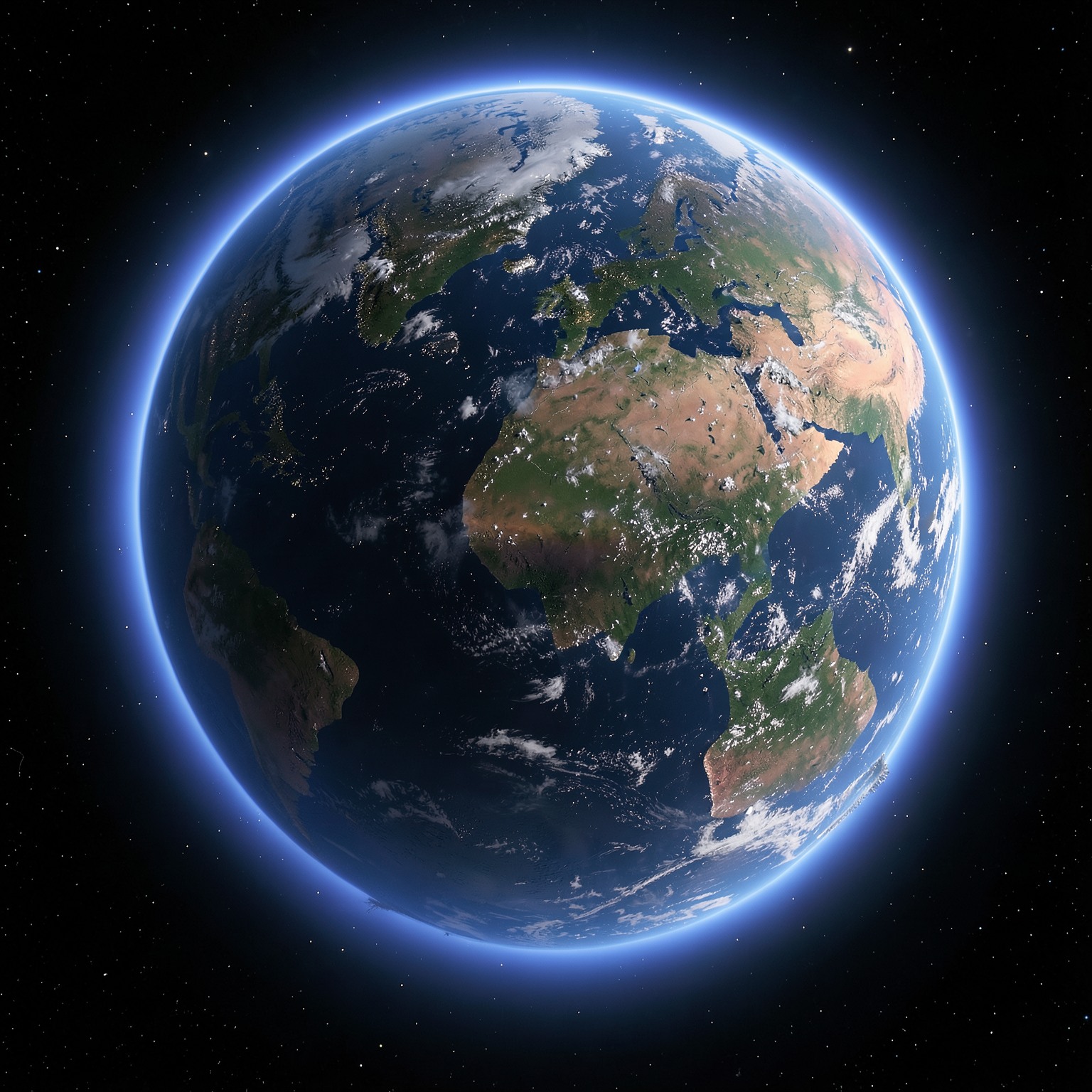 ultra realistic Earth viewed from space with glowing atmosphere