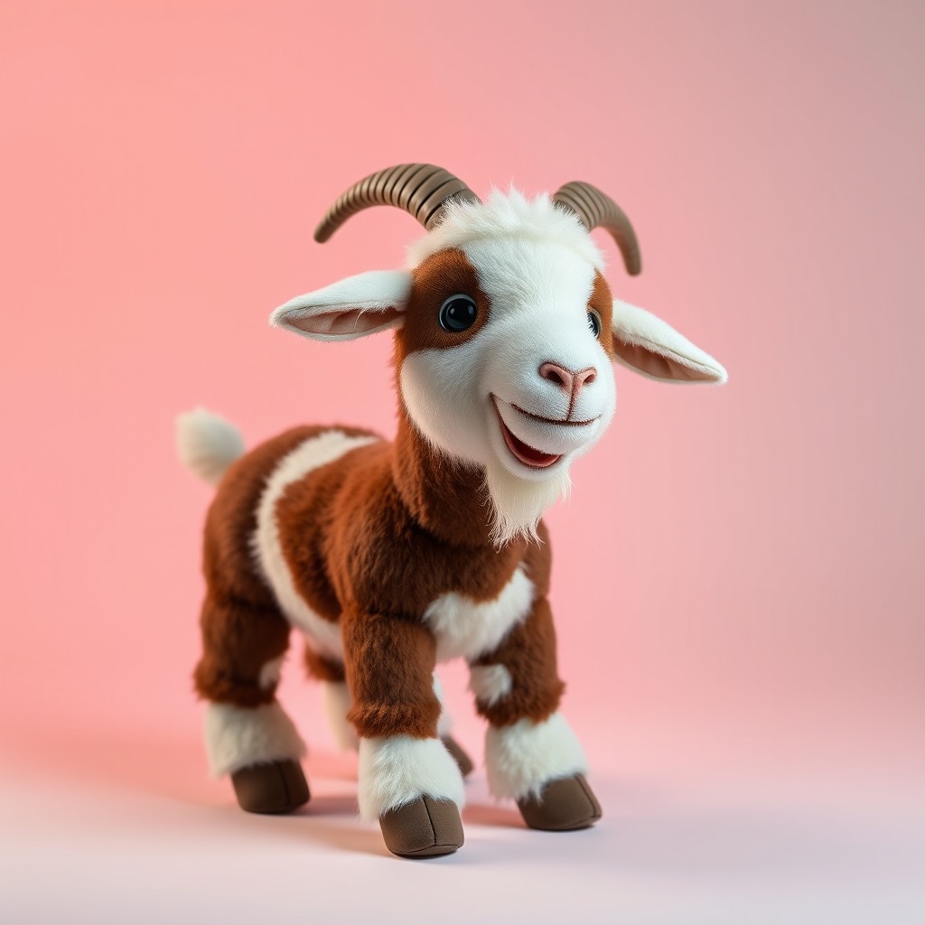 playful goat, studio lighting, plush toy proportions