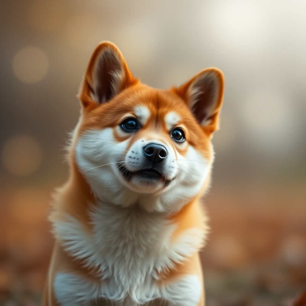 adorable shiba inu, bokeh background, cinematic cute look