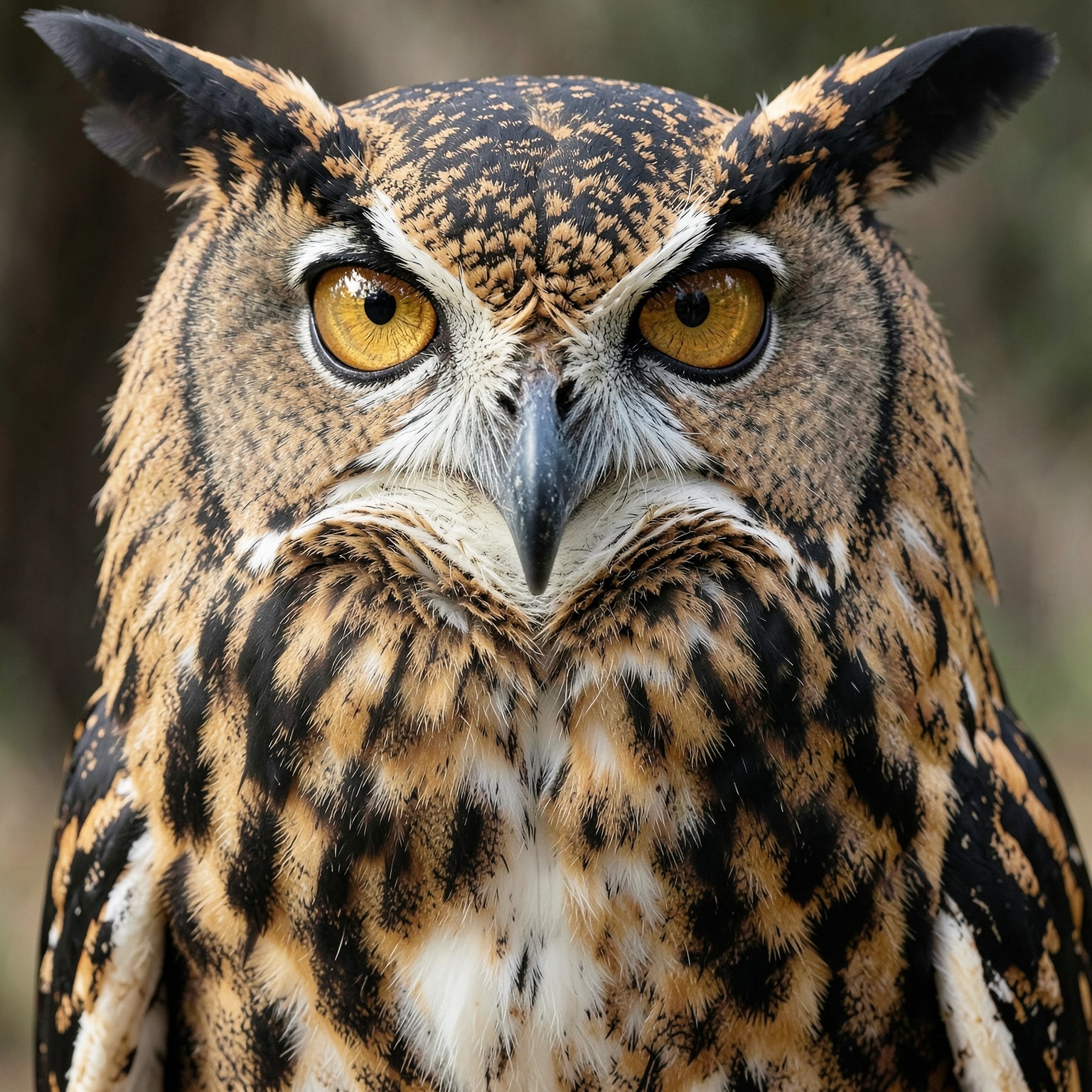 realistic owl portrait with piercing golden eyes