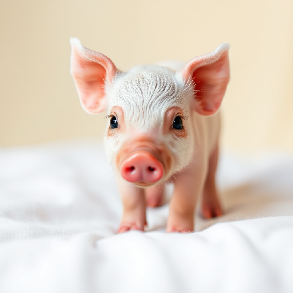 cute piglet, dreamy atmosphere, clean background