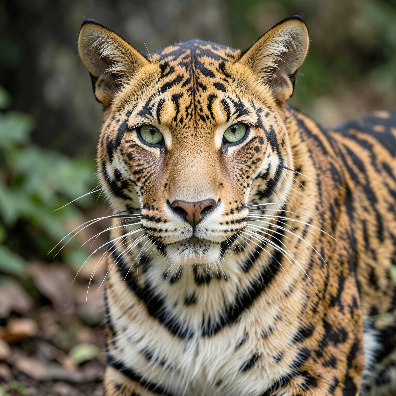 Hyper realistic panther with emerald eyes