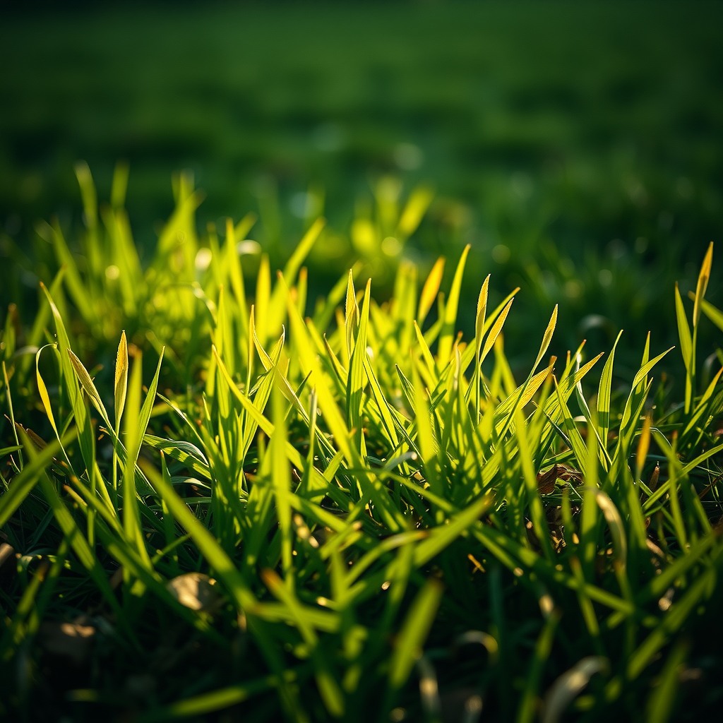 Photo-realistic editorial photography, realistic scene representing sunlight on grass