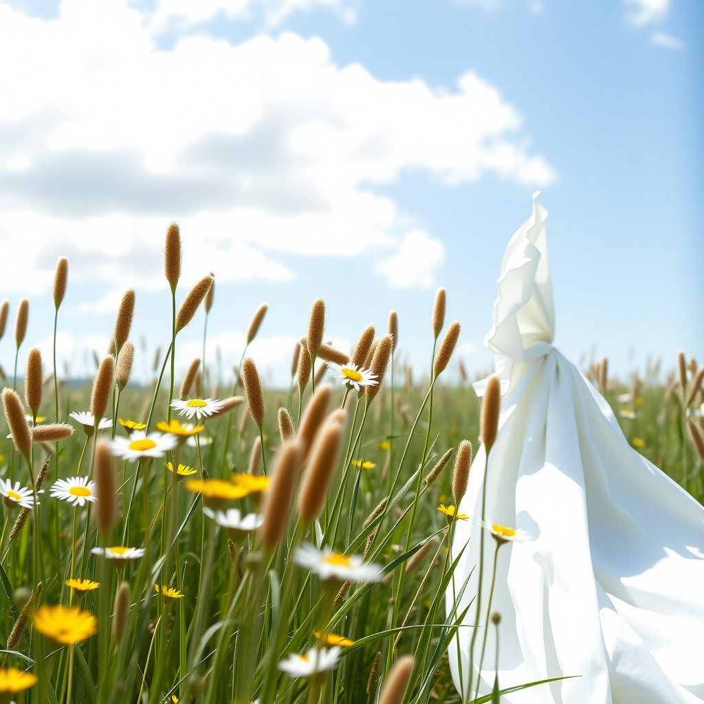 Photo-realistic editorial photography, realistic scene representing summer meadow