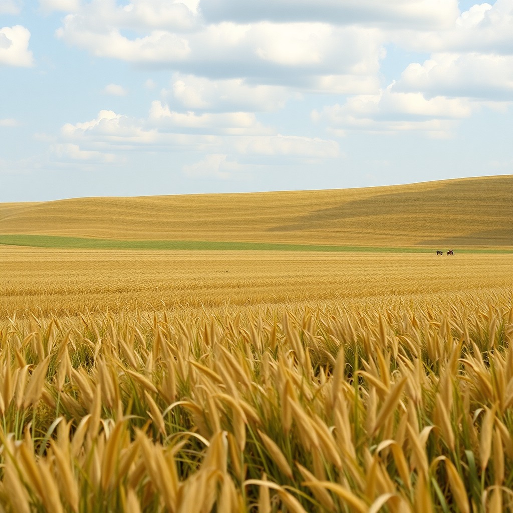 Photo-realistic editorial photography, realistic scene representing wide open fields