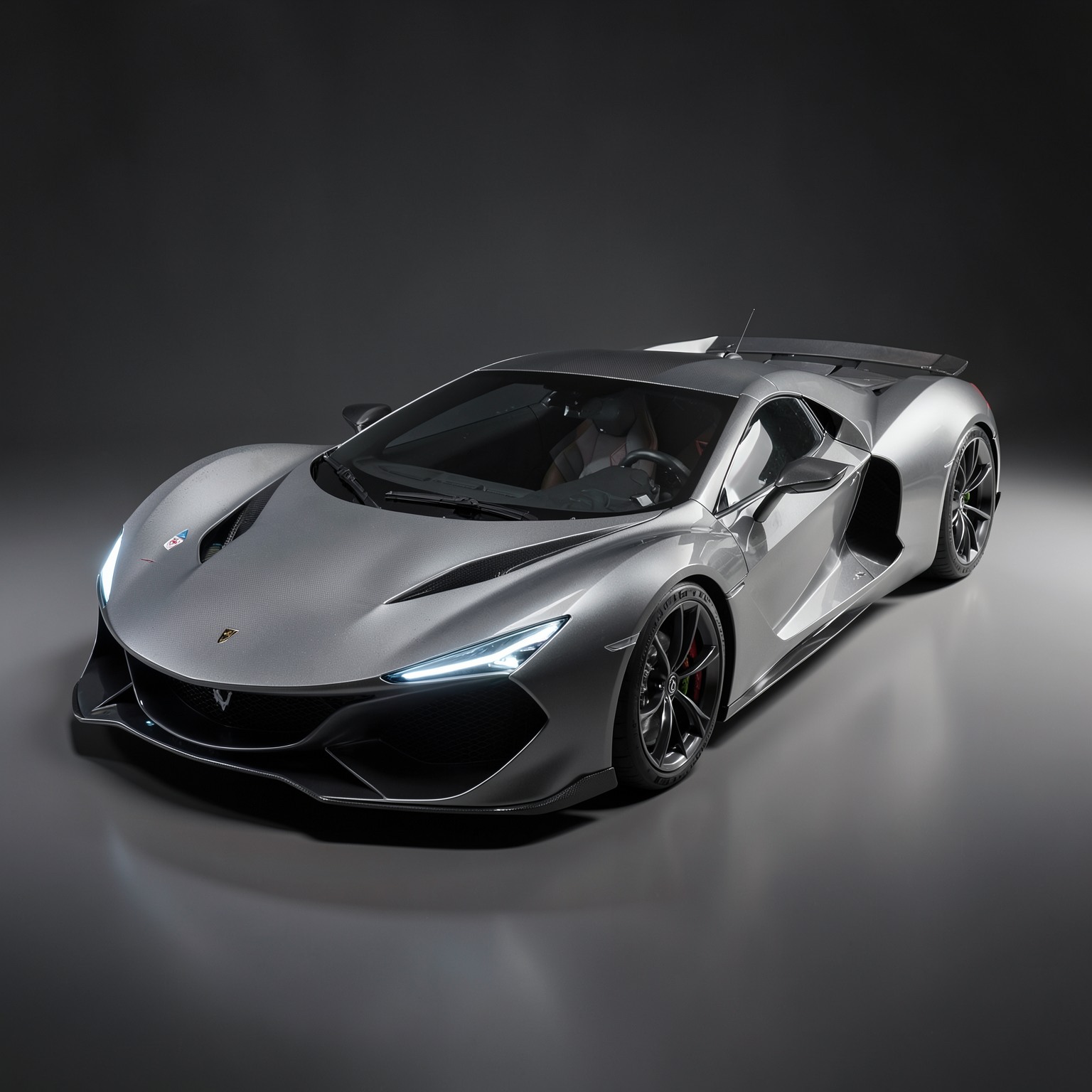Futuristic electric supercar concept in studio lighting, hyper realistic