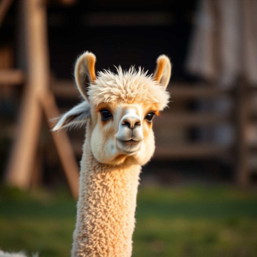 cute alpaca, cinematic depth of field, shallow depth of field