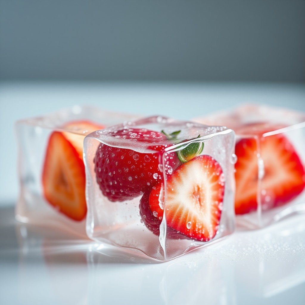 fruit ice cubes, frozen motion, high speed photography
