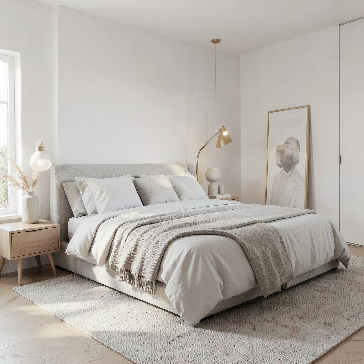 beautiful Scandinavian bedroom interior minimal luxury design