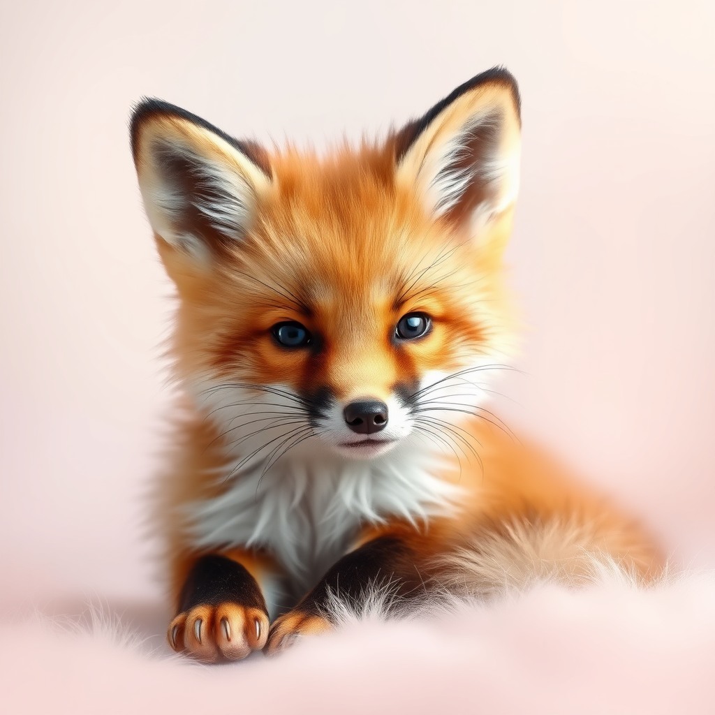 baby fox, soft pastel background, ultra detailed fur
