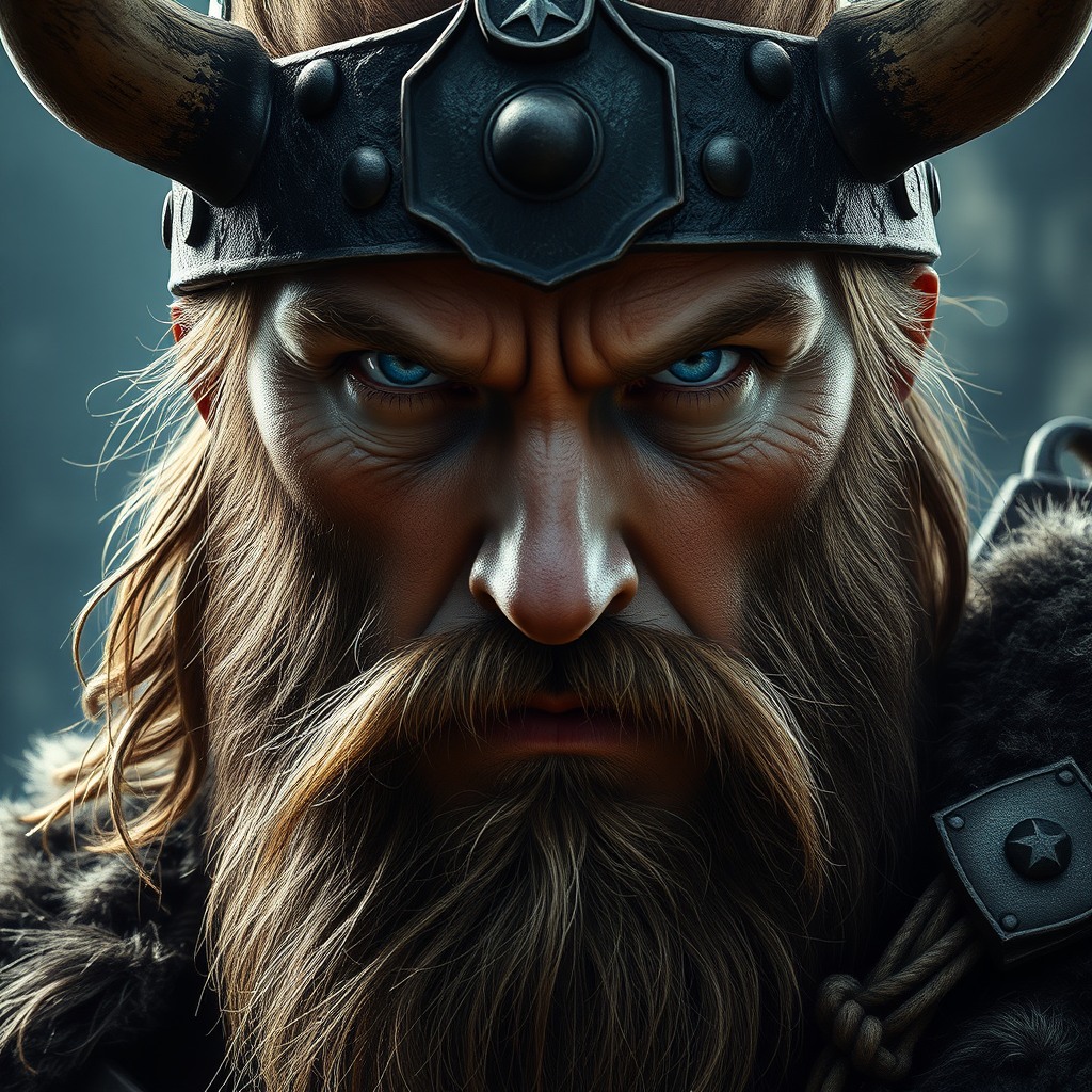 viking warrior portrait, rugged face, dramatic lighting, epic realism