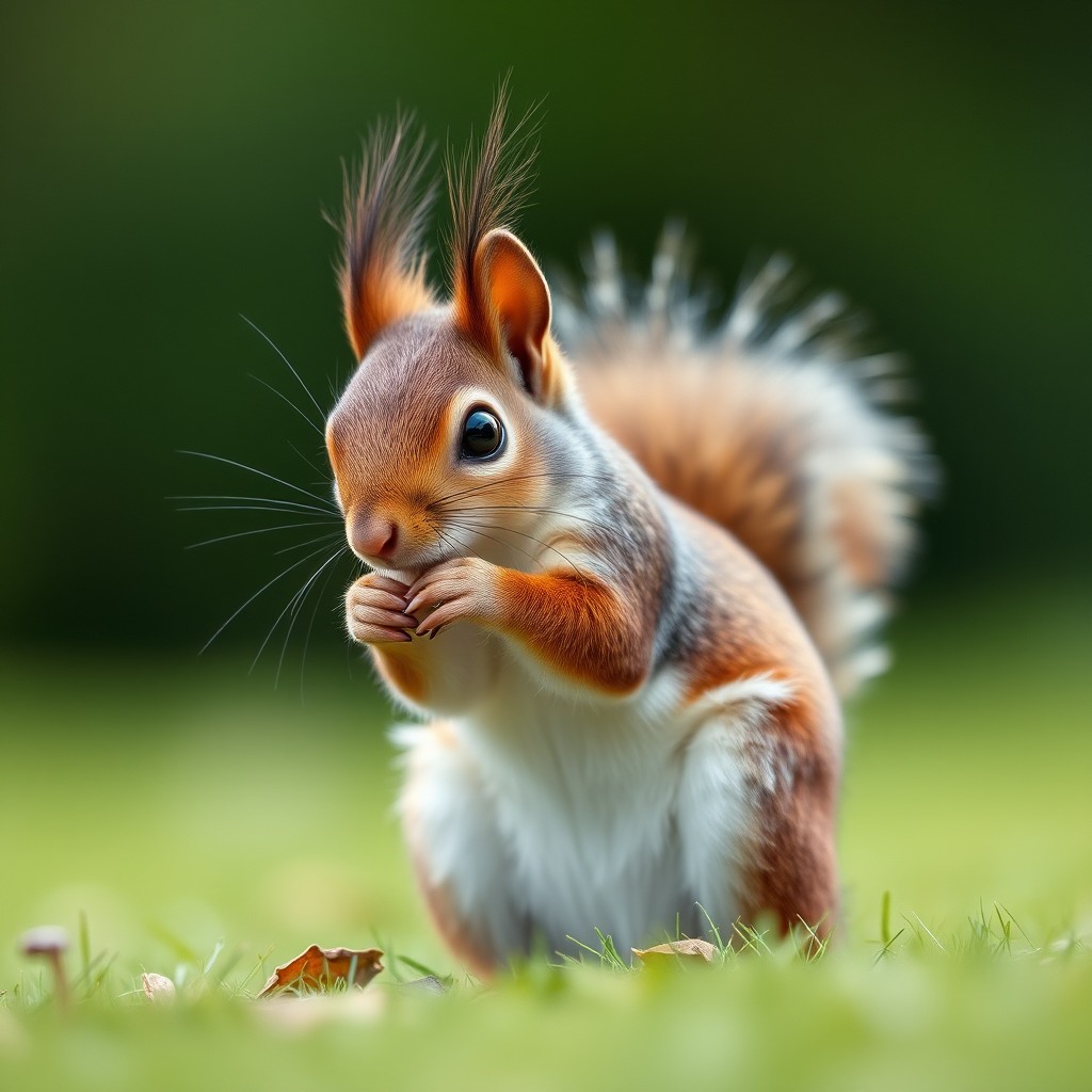 cute squirrel, cinematic depth of field, clean background