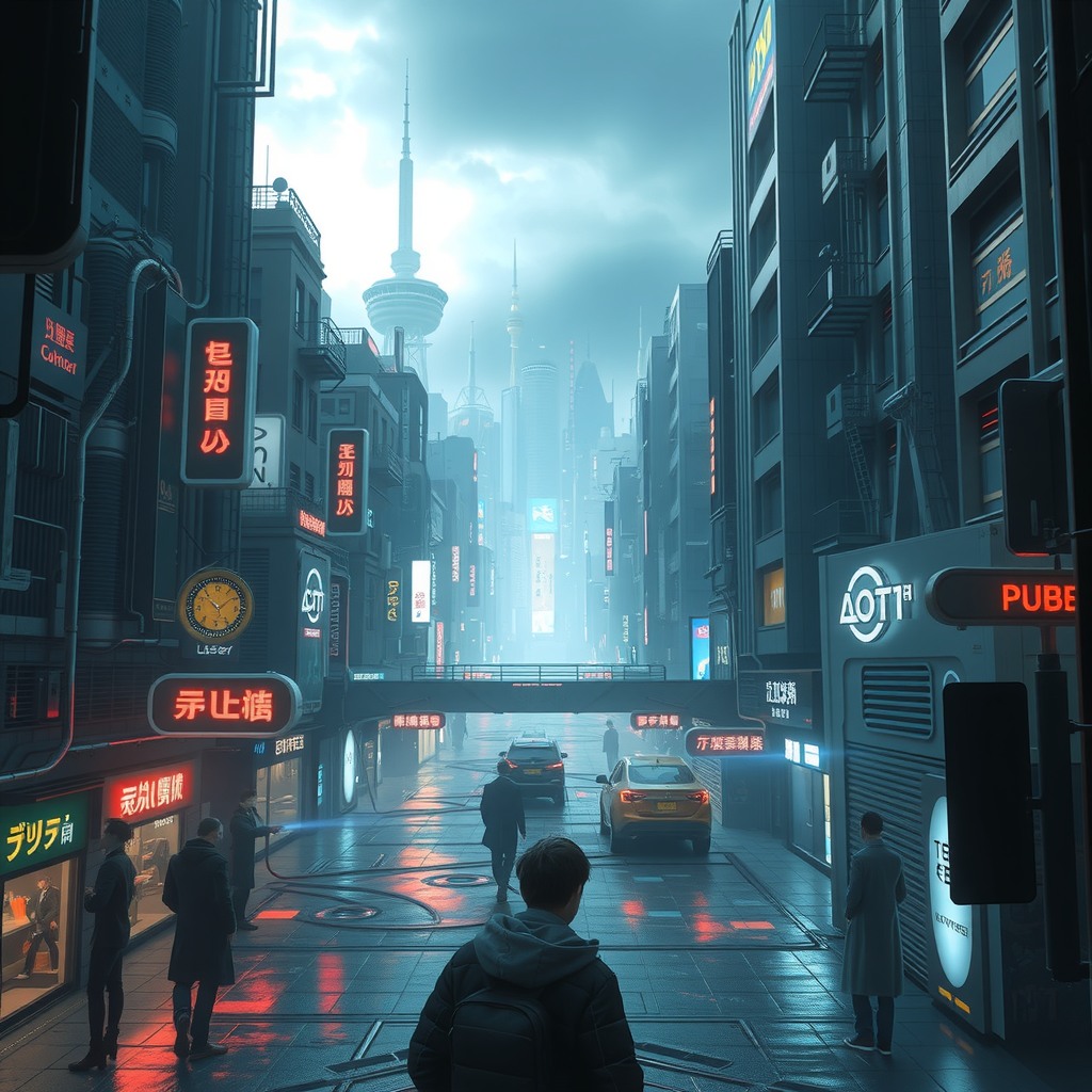 future city, futuristic tech, hdr lighting, mysterious